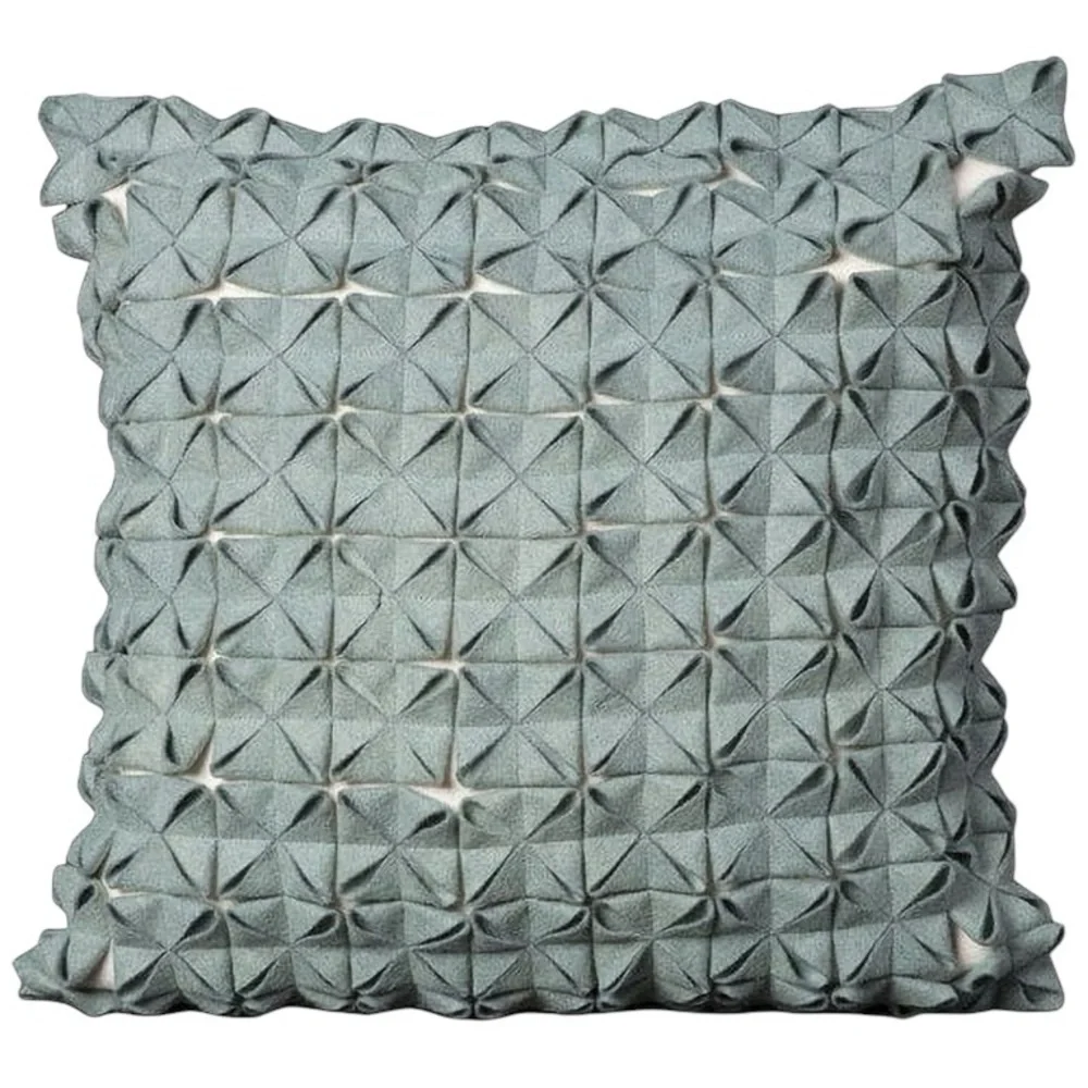 NEW Nourison Mina Slate Blue Wool Felt Textured Throw‎ Pillow 12x12